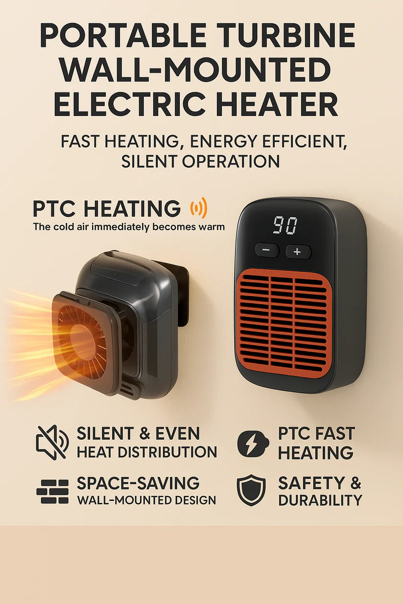 Portable Turbine Heater Wall-Mounted Electric Convector Heater ? Silent Infrared Fan Stove for Bathroom, Bedroom & Greenhouse | Energy-Saving Small Indoor Room Heater 220V (MULTI)